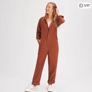 Stoic Stretch Utility Coveralls Jumpsuit Boiler Suit Brown Workwear women M